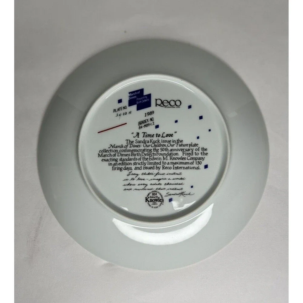 A Time To Love By Sandra Kuck Collectors Plate March Of Dimes Edition (1989)